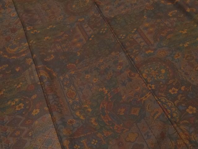 平和屋着物■上質な小紋 切嵌絵皿更紗花文 正絹 逸品 CABH9538ev
