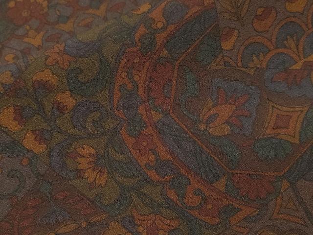平和屋着物■上質な小紋 切嵌絵皿更紗花文 正絹 逸品 CABH9538ev