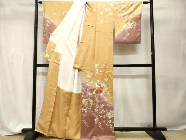 平和屋着物■訪問着 地紙重ね枝花文 暈し染め 金彩 やまと誂製 正絹 逸品 CABH9548ev
