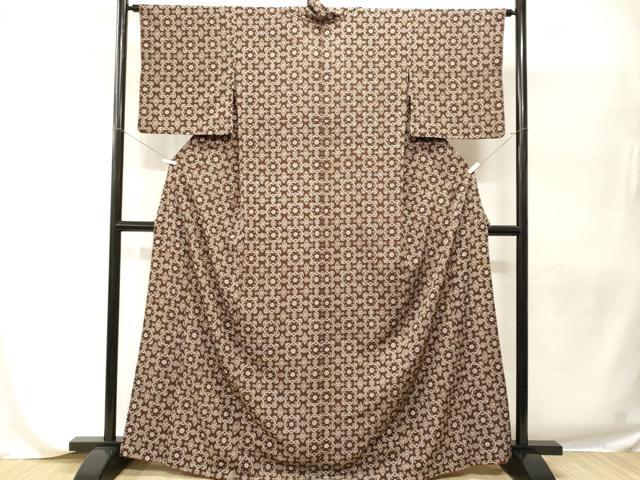 平和屋着物■小紋 幾何学花文 胴抜き仕立て 洗える着物 CABH9556ev