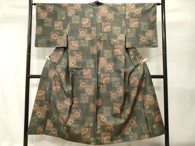 平和屋着物■上質な紬 色紙重ね花文 正絹 逸品 CABH9574ev