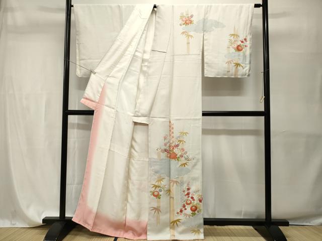平和屋着物■訪問着 雲取り笹竹草花文 金彩 正絹 逸品 CABH9575ev