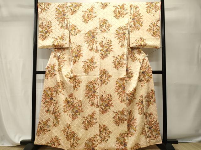 平和屋着物■上質な小紋 芝草花文 正絹 逸品 CABH9583ev