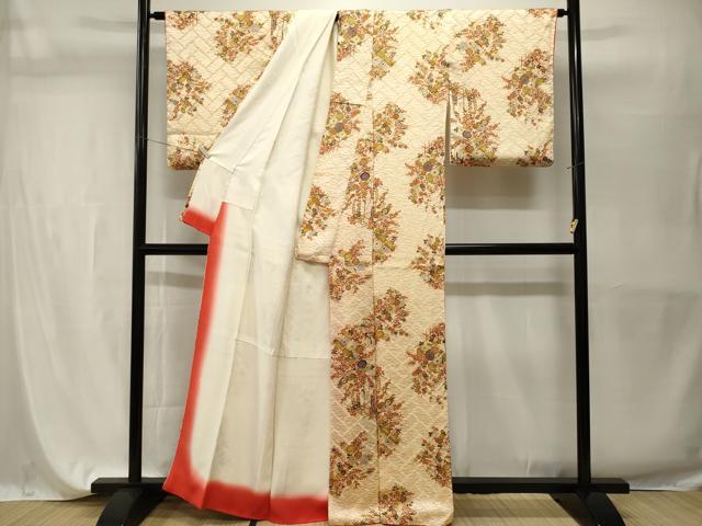 平和屋着物■上質な小紋 芝草花文 正絹 逸品 CABH9583ev