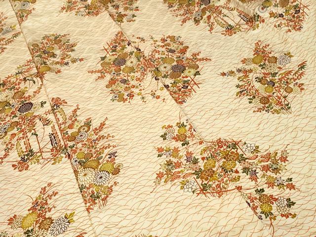 平和屋着物■上質な小紋 芝草花文 正絹 逸品 CABH9583ev