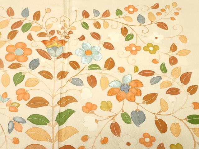 平和屋着物■訪問着 刺繍 花唐草文 金彩 ロング丈 正絹 逸品 CABH9597ev