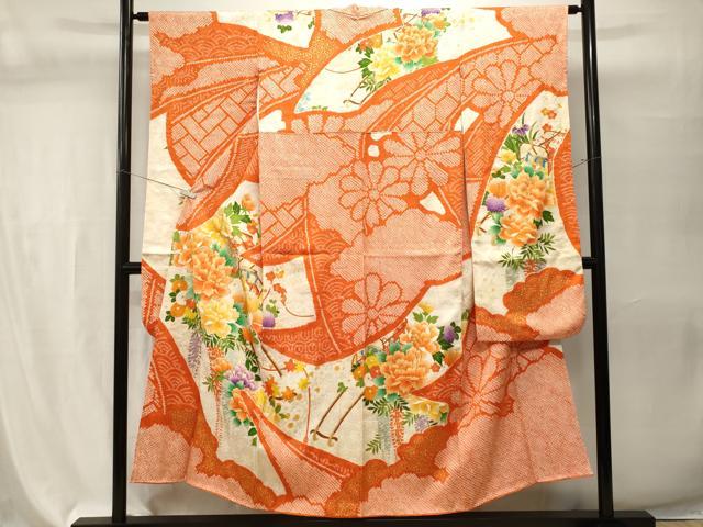 平和屋着物■豪華振袖 駒刺繍 絞り 御所車花文 藤花房 金彩 正絹 逸品 CABH9599ev