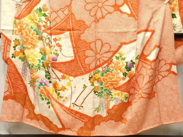 平和屋着物■豪華振袖 駒刺繍 絞り 御所車花文 藤花房 金彩 正絹 逸品 CABH9599ev