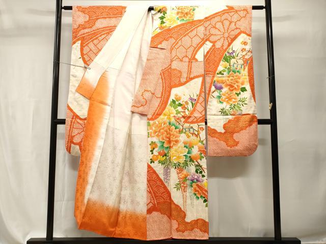 平和屋着物■豪華振袖 駒刺繍 絞り 御所車花文 藤花房 金彩 正絹 逸品 CABH9599ev