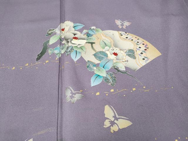 平和屋着物●訪問着 地紙花蝶文 暈し染め 金銀彩 ロング丈 正絹 逸品 CABH9602ut