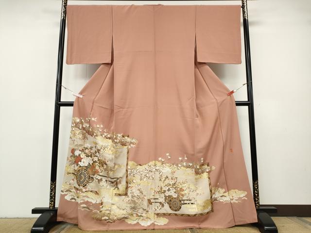 平和屋着物●色留訪問着 作家物 雲重ね花車文 金彩 正絹 逸品 CABH9604ut