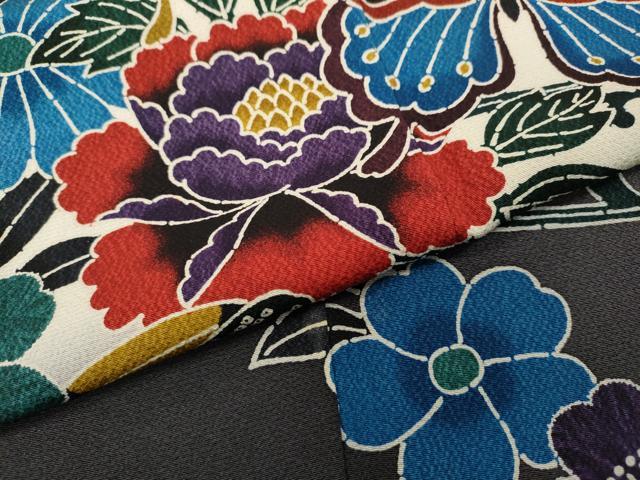 平和屋着物●豪華振袖 紅型 流水花蝶文 暈し染め 正絹 逸品 CABH9607ut