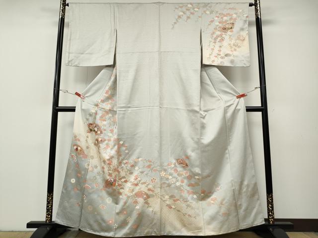 平和屋着物●訪問着 地紙枝垂れ花文 暈し染め 金彩 正絹 逸品 CABH9609ut