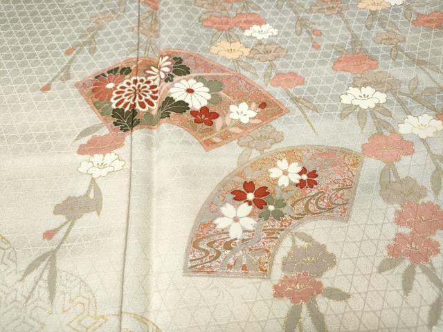 平和屋着物●訪問着 地紙枝垂れ花文 暈し染め 金彩 正絹 逸品 CABH9609ut