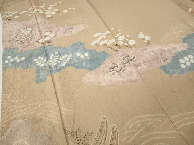 平和屋着物●訪問着 作家物 絞り 道長風景船花文 金彩 正絹 逸品 CABH9612ut