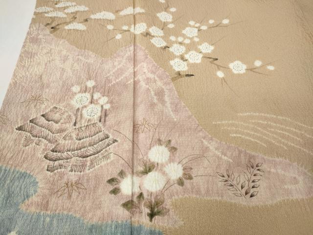 平和屋着物●訪問着 作家物 絞り 道長風景船花文 金彩 正絹 逸品 CABH9612ut
