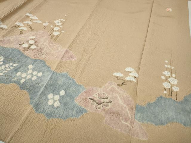 平和屋着物●訪問着 作家物 絞り 道長風景船花文 金彩 正絹 逸品 CABH9612ut