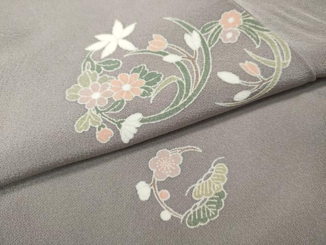 平和屋着物●上質な小紋 友禅 草花丸文 正絹 逸品 CABH9614ut