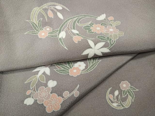 平和屋着物●上質な小紋 友禅 草花丸文 正絹 逸品 CABH9614ut