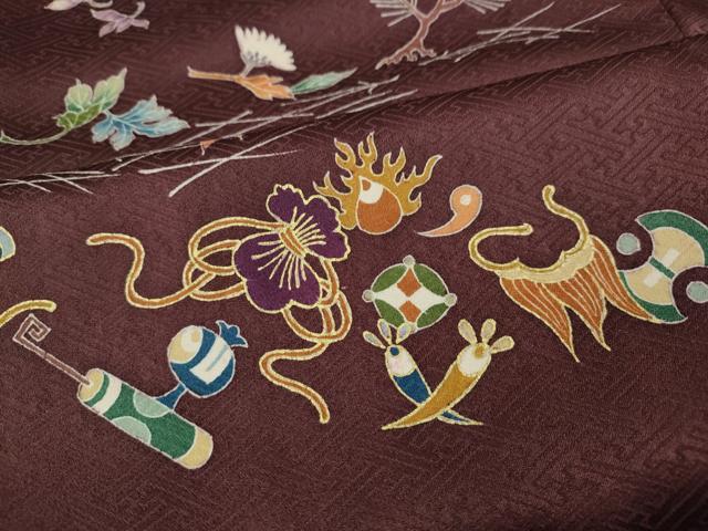 平和屋着物●訪問着 宝尽くし舞葉文 金彩 正絹 逸品 CABH9617ut