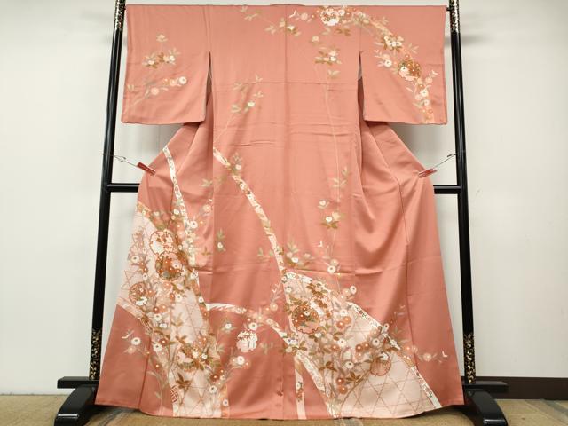 平和屋着物●訪問着 雪輪枝花文 金彩 正絹 逸品 CABH9620ut