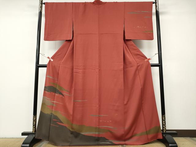 平和屋着物●訪問着 刺繍 遠山文 正絹 逸品 CABH9621ut