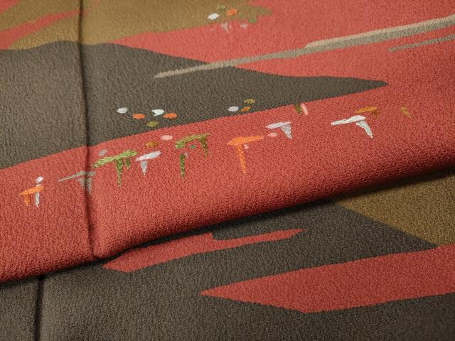 平和屋着物●訪問着 刺繍 遠山文 正絹 逸品 CABH9621ut