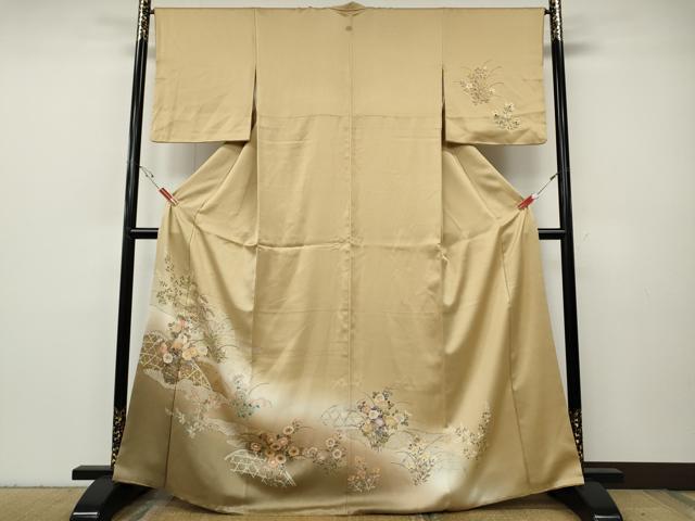 平和屋着物●訪問着 籬草花文 暈し染め 金彩 ますいわ屋扱い 正絹 逸品 CABH9629ut