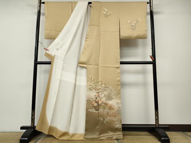 平和屋着物●訪問着 籬草花文 暈し染め 金彩 ますいわ屋扱い 正絹 逸品 CABH9629ut