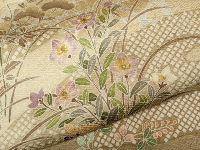 平和屋着物●訪問着 籬草花文 暈し染め 金彩 ますいわ屋扱い 正絹 逸品 CABH9629ut