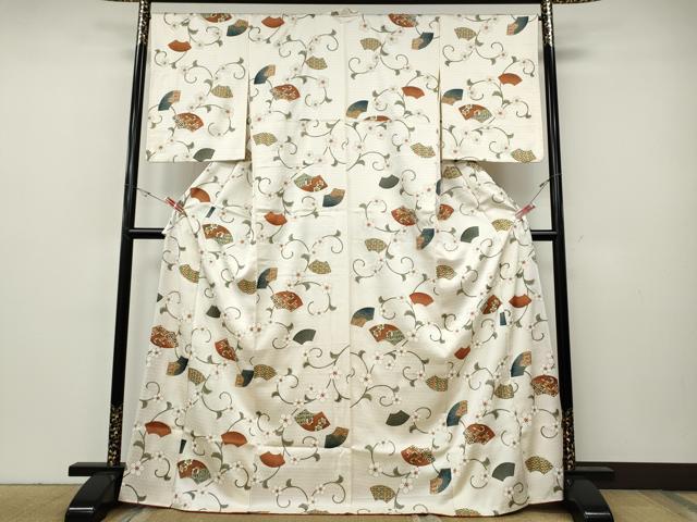 平和屋着物●上質な小紋 地紙蔦の葉花文 金彩 正絹 逸品 CABH9631ut