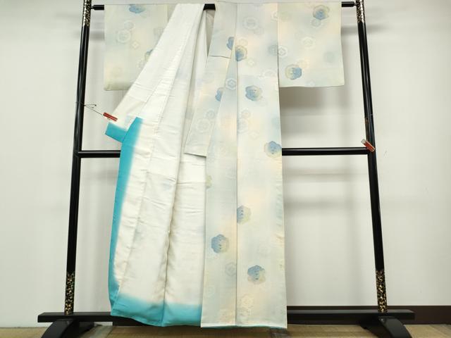 平和屋着物●上質な小紋 吉祥花文 地紋起こし 暈し染め 正絹 逸品 CABH9638ut