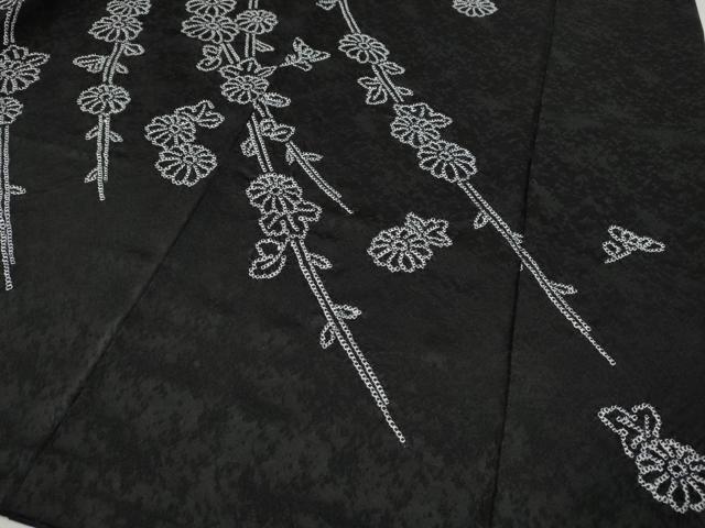 平和屋着物●訪問着 総絞り 枝垂れ花文 黒地 正絹 逸品 CABH9642ut