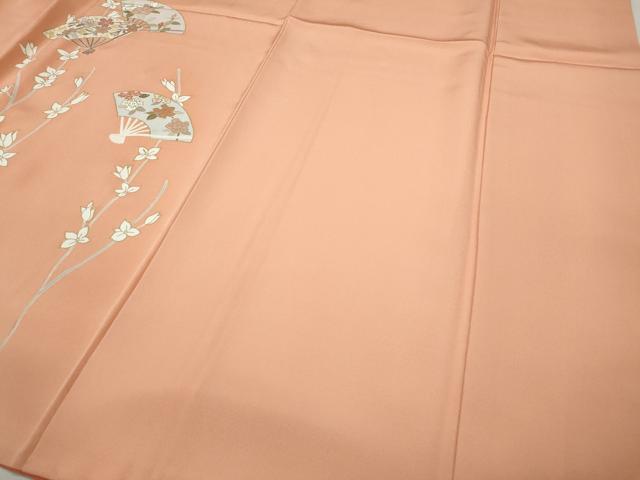 平和屋着物●訪問着 駒刺繍 扇面枝花文 暈し染め 金彩 正絹 逸品 CABH9645ut