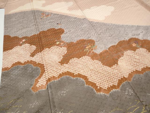 平和屋着物●訪問着 刺繍 雲重ね花文 金銀彩 正絹 逸品 CABH9648ut
