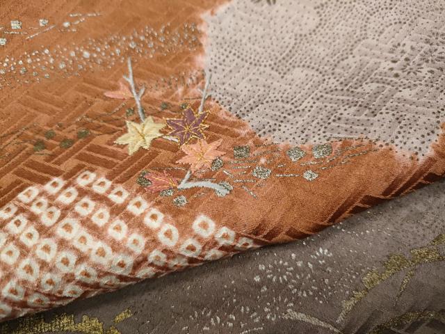 平和屋着物●訪問着 刺繍 雲重ね花文 金銀彩 正絹 逸品 CABH9648ut