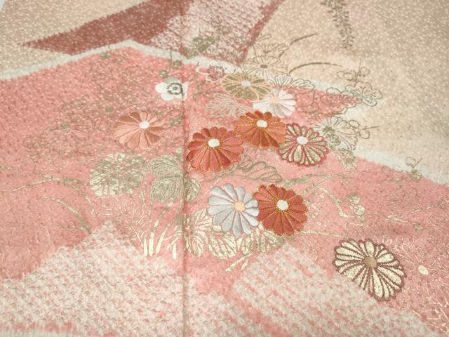 平和屋着物●訪問着 駒刺繍 絞り 松皮菱花文 金彩 正絹 逸品 CABH9656ut