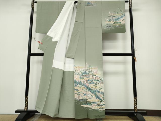 平和屋着物●訪問着 風景草花文 暈し染め 金彩 正絹 逸品 CABH9657ut