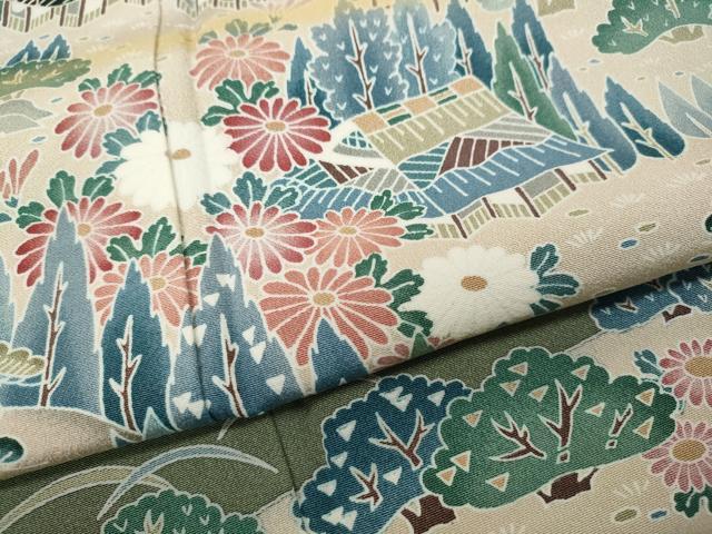 平和屋着物●訪問着 風景草花文 暈し染め 金彩 正絹 逸品 CABH9657ut