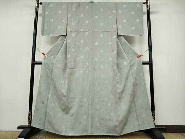 平和屋着物●上質な色無地 破れ色紙地紋 青磁鼠色 正絹 逸品 CABH9662ut