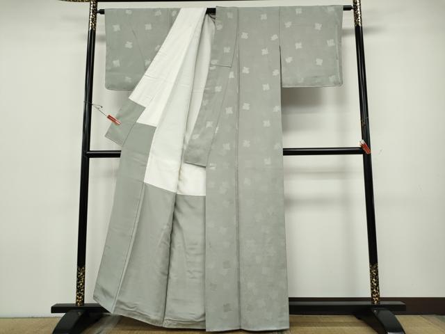 平和屋着物●上質な色無地 破れ色紙地紋 青磁鼠色 正絹 逸品 CABH9662ut
