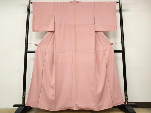 平和屋着物●上質な色無地 鴇色 正絹 逸品 CABH9663ut