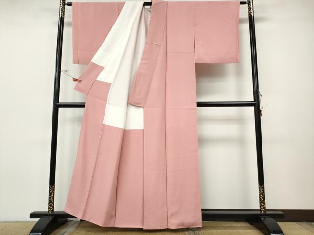 平和屋着物●上質な色無地 鴇色 正絹 逸品 CABH9663ut