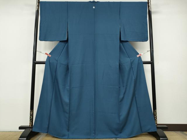 平和屋着物●上質な色無地 青藍色 正絹 逸品 CABH9669ut