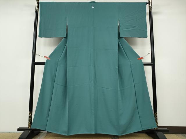 平和屋着物●上質な色無地 錆浅葱色 正絹 逸品 CABH9671ut