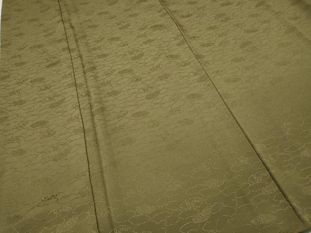 平和屋着物●上質な色無地 地紙花地紋 利休茶色 正絹 逸品 CABH9672ut