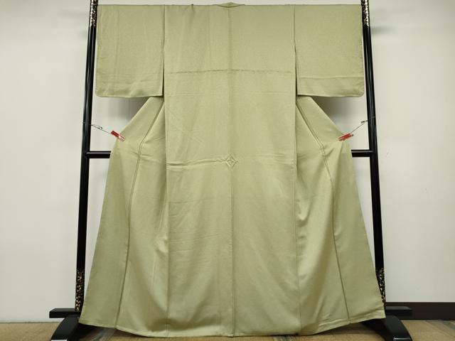 平和屋着物●上質な色無地 抹茶色 正絹 逸品 CABH9674ut