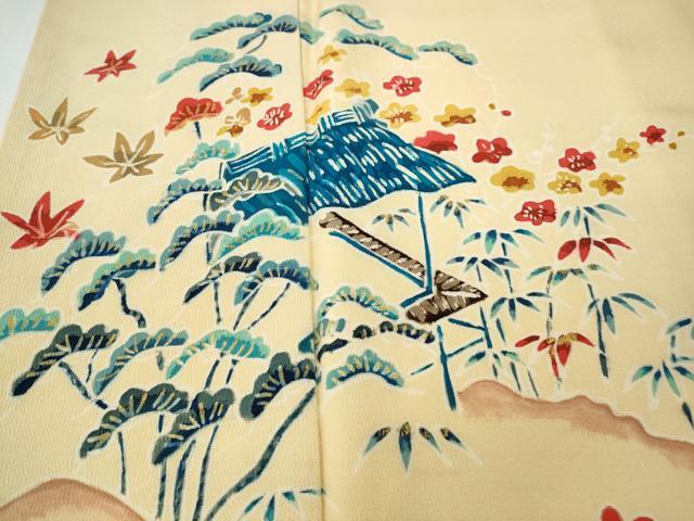 平和屋着物●訪問着 ろうけつ染め 風景草花文 金彩 正絹 逸品 CABH9679ut