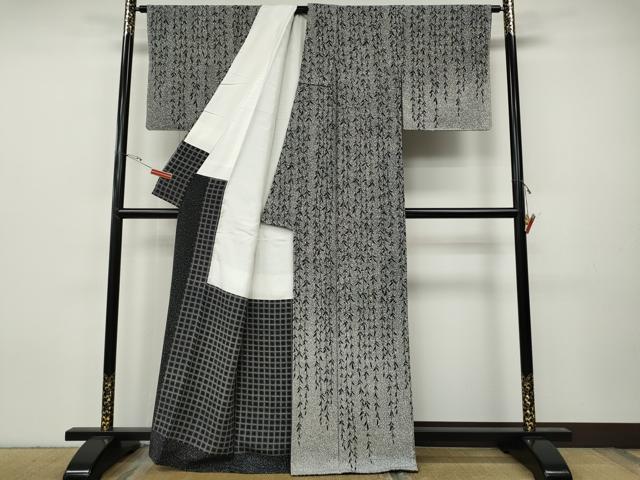平和屋着物●二代目 川村久太郎 訪問着 枝垂れ柳 たたき染め 正絹 逸品 CABH9680ut