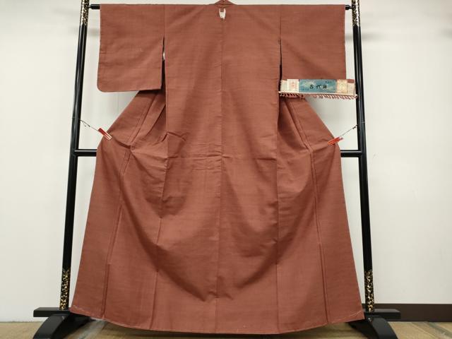 平和屋着物●古代紬 草木染 銀朱色 証紙付き 正絹 逸品 未使用 CABH9711ut